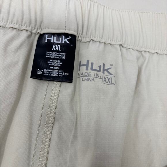 Huk Mens 2XL Solid Beige Stretch Waist Drawstring Vented Fishing Pants - Picture 3 of 6